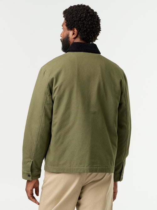 Blouson court zippé avec col contrasté en velours - Kiabi Blouson court zippé avec col contrasté en velours - Kiabi