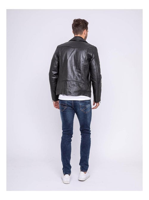 Blouson cuir motard BERTO - Kiabi