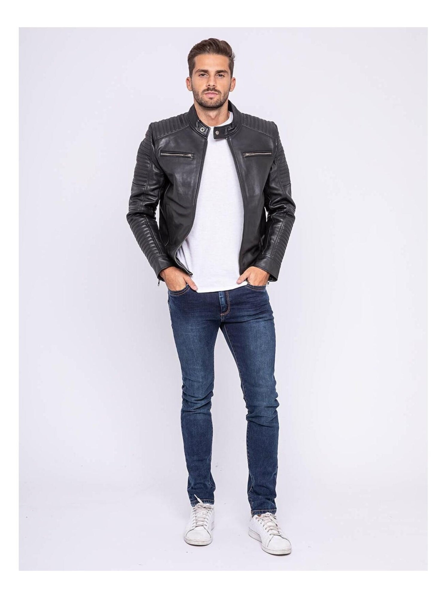 Blouson cuir motard BIKERO - Noir - Kiabi - 144.95€ Blouson cuir motard BIKERO - Noir - Kiabi - 144.95€