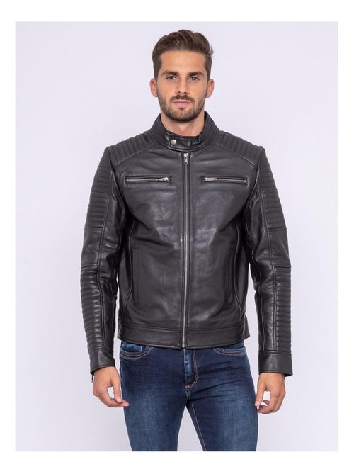 Blouson cuir motard BIKERO - Kiabi