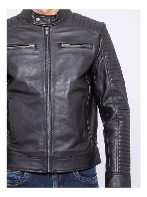 Blouson cuir motard BIKERO - Kiabi
