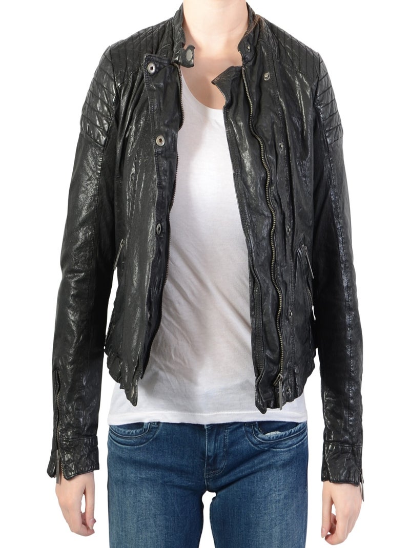 Blouson Cuir Pepe Jeans Rocky Noir - Kiabi