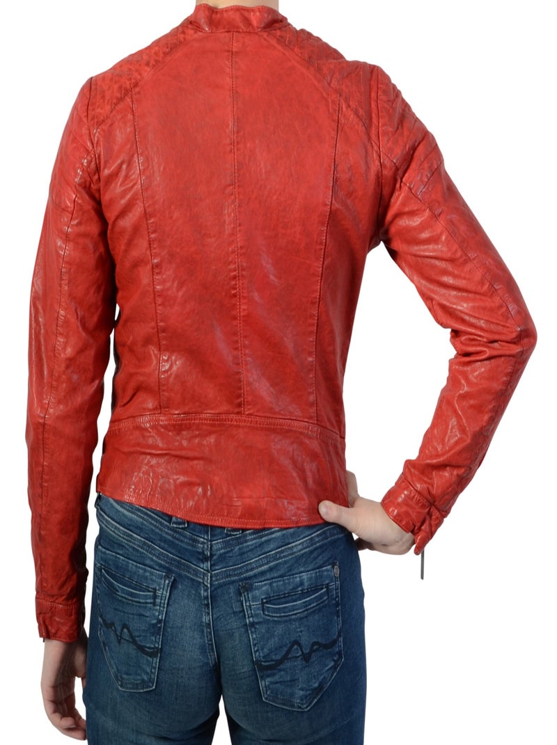 Blouson Cuir Pepe Jeans Rocky Rouge - Kiabi