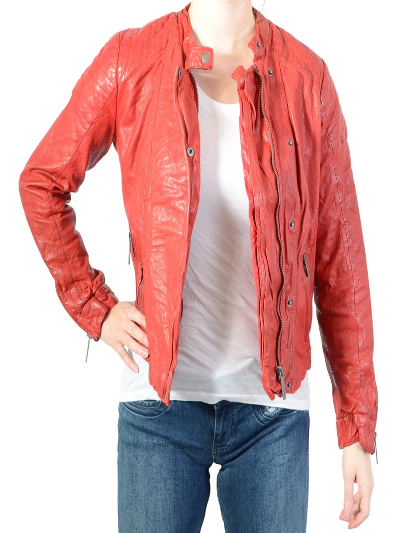 Blouson Cuir Pepe Jeans Rocky Rouge - Kiabi