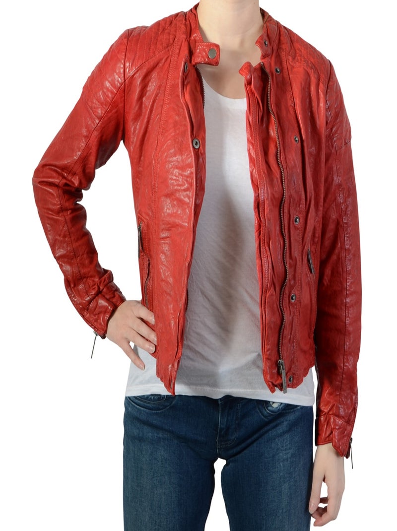 Blouson Cuir Pepe Jeans Rocky Rouge - Kiabi