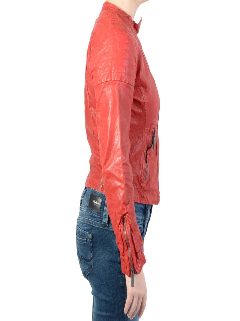 Blouson Cuir Pepe Jeans Rocky Rouge - Kiabi