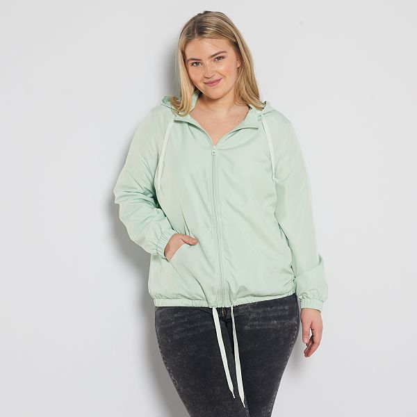 Blouson de pluie zippé Grande taille femme - vert d'eau ...