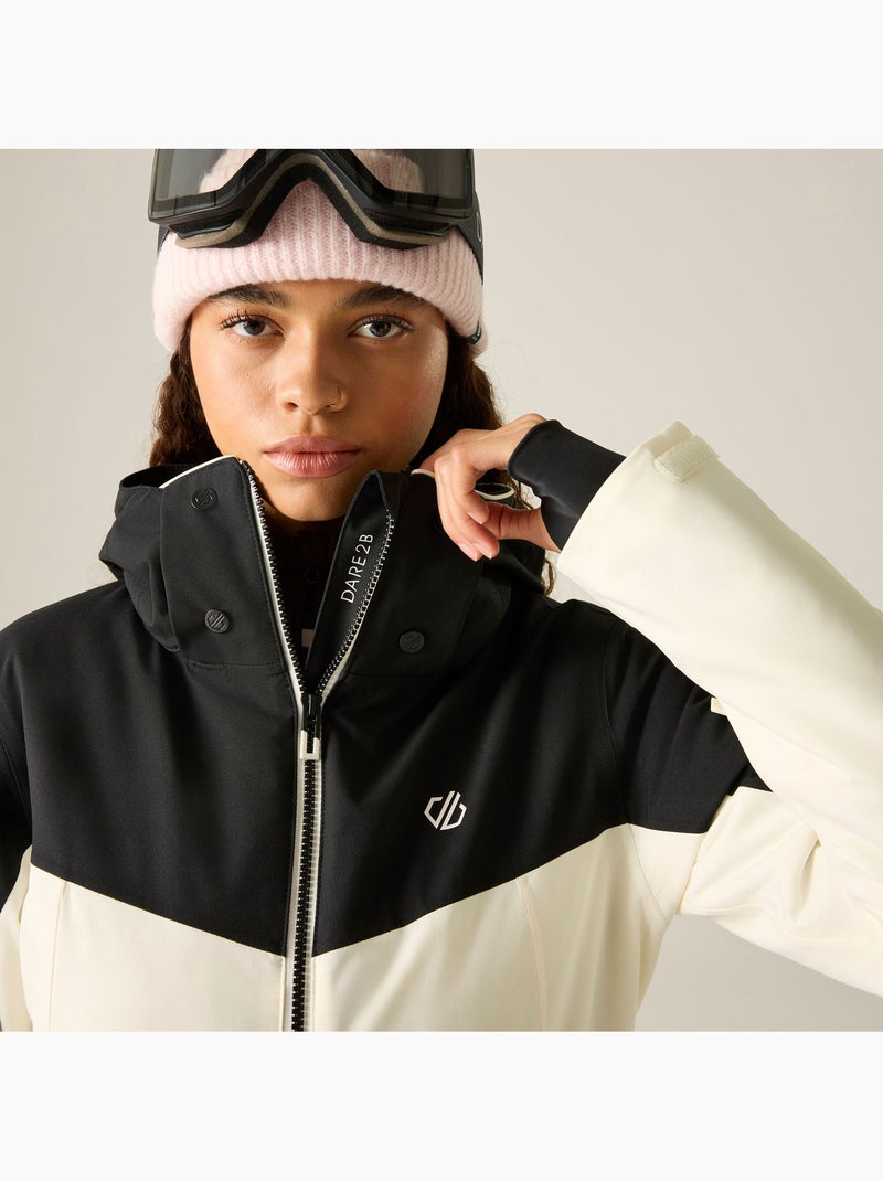 Blouson de ski à capuche et ourlets ajustables flurry - dare 2b Noir Blanc - Kiabi