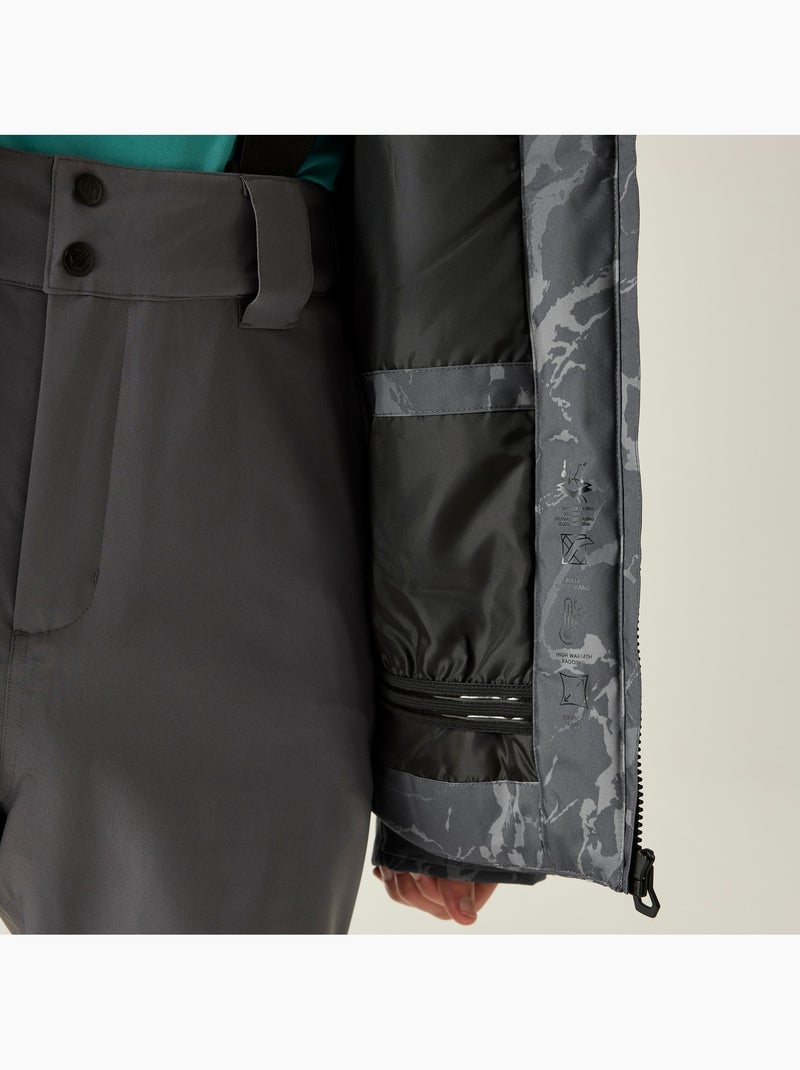 Blouson de ski à capuche et ourlets ajustables motif/style effet craquelé baseplate - dare 2b Gris foncé - Kiabi