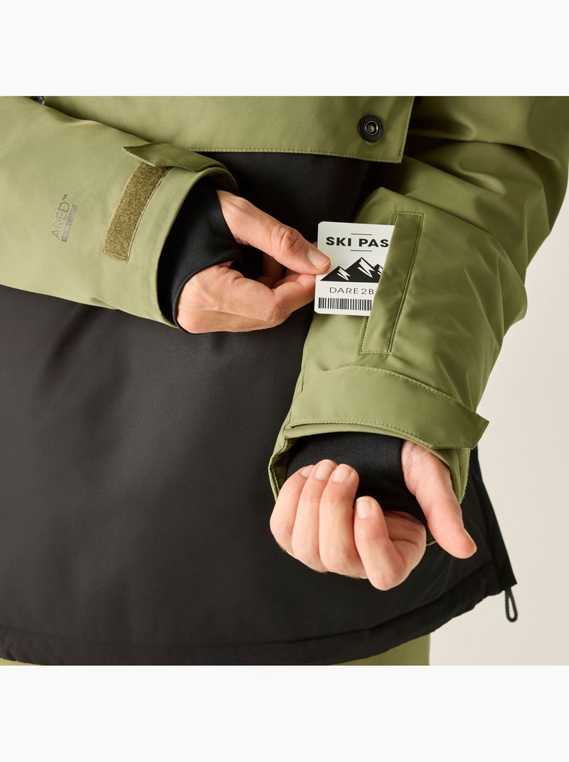 Blouson de ski bicolore à capuche ajustable freeride - dare 2b Noir Kaki - Kiabi
