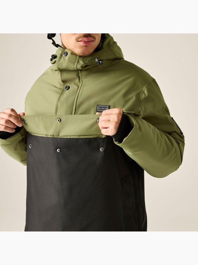 Blouson de ski bicolore à capuche ajustable freeride - dare 2b Noir Kaki - Kiabi