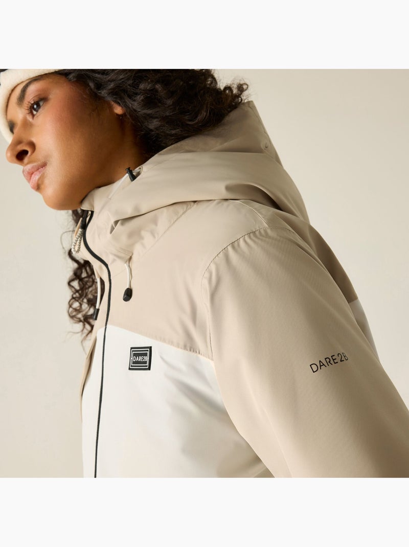Blouson de ski décontracté et rembourré à capuche motif/style blocs de couleurs - dare 2b Blanc cassé - Kiabi