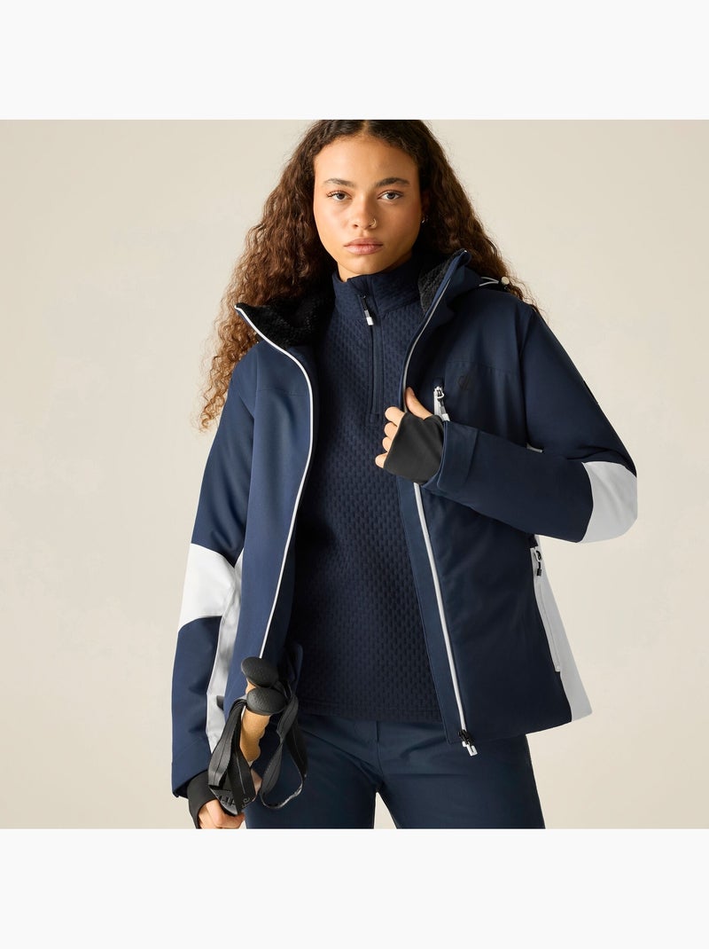 Blouson de ski extensible et bicolore à capuche et ourlets ajustables lumi - dare 2b Bleu Bleu marine Blanc - Kiabi