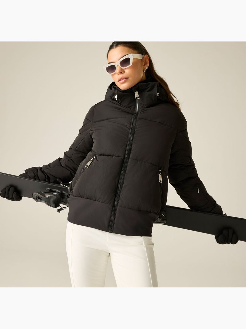 Blouson de ski rembourré et uni à capuche amovible - dare 2b Noir - Kiabi