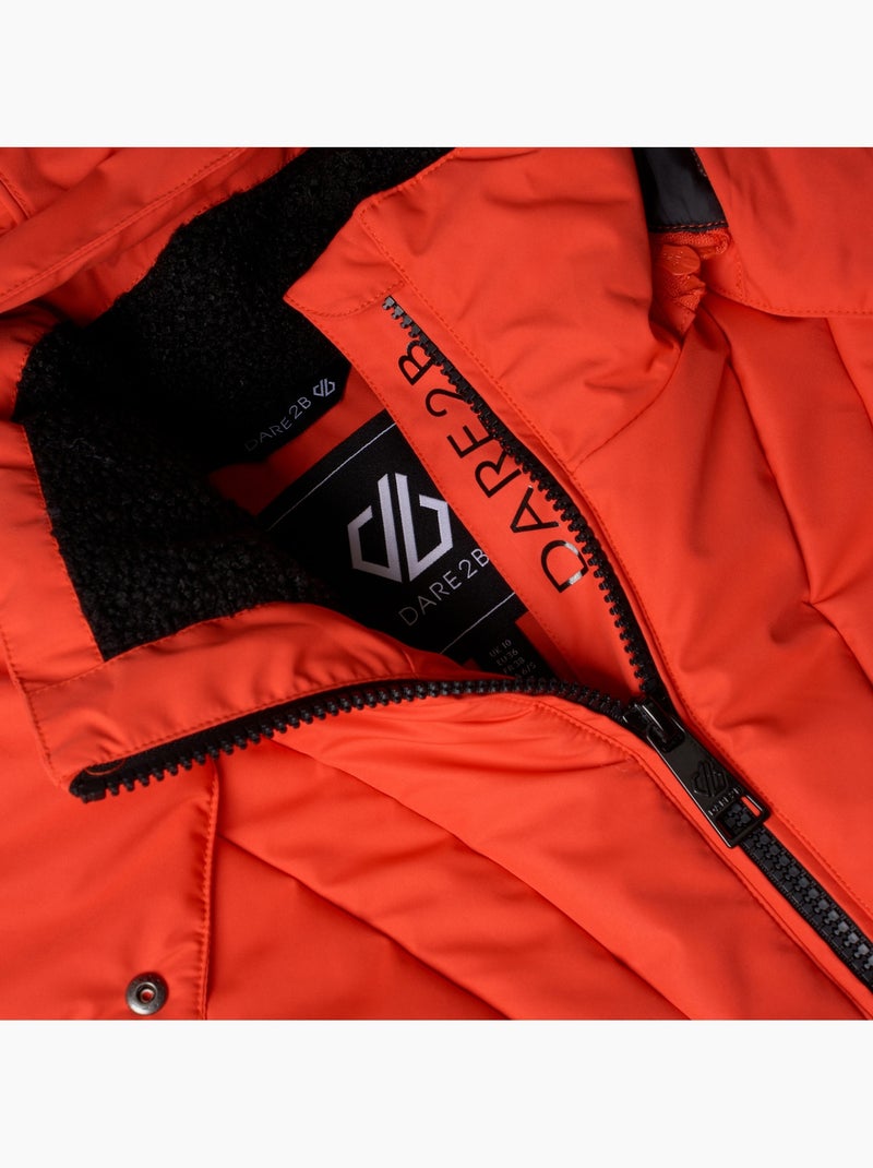 Blouson de ski uni à capuche amovible et doublure duveteuse motif/style contour - dare 2b Orange/Rouge - Kiabi