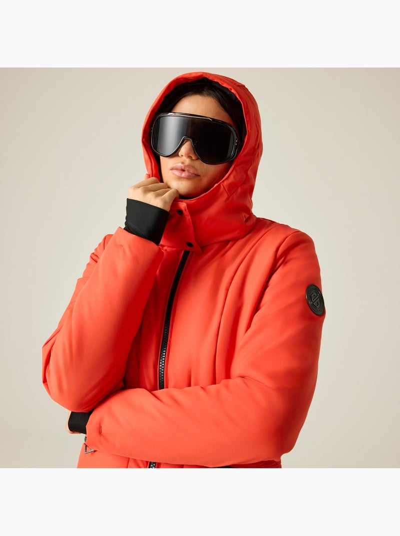 Blouson de ski uni à capuche amovible et doublure duveteuse motif/style contour - dare 2b Orange/Rouge - Kiabi