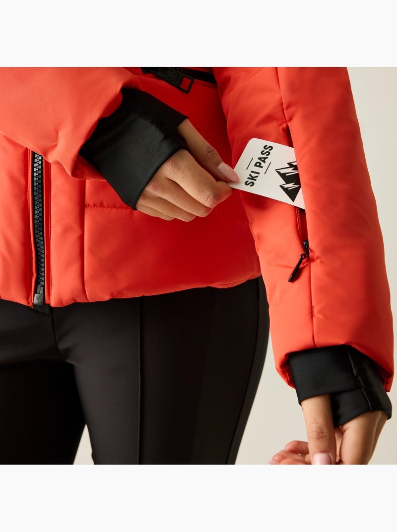 Blouson de ski uni à capuche amovible et doublure duveteuse motif/style contour - dare 2b Orange/Rouge - Kiabi
