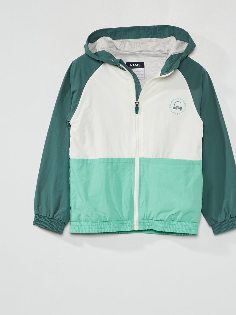 Blouson déperlant color-block Vert - Kiabi