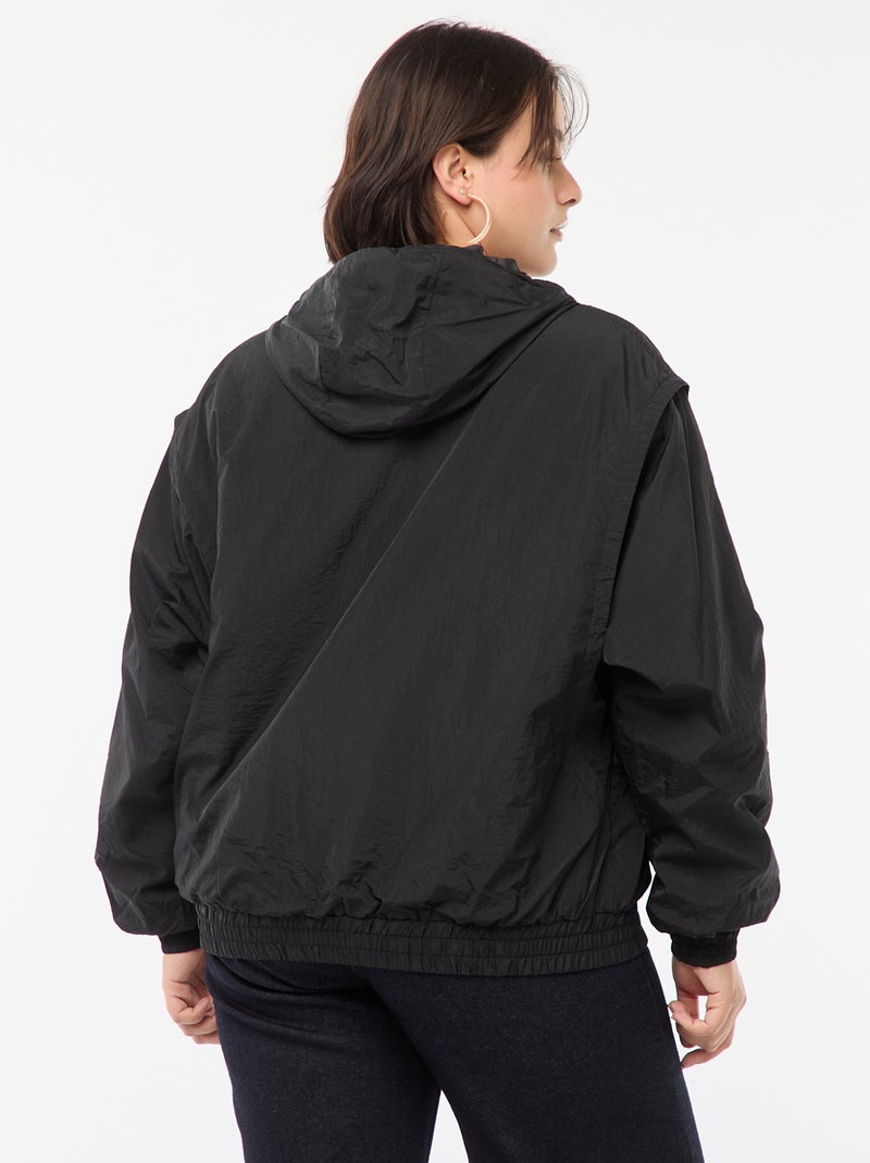 Blouson déperlant style coupe-vent à capuche Noir - Kiabi