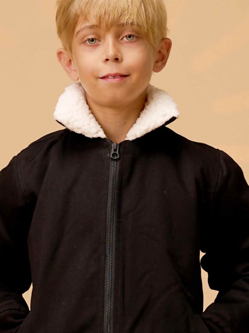 Blouson    Doublure et Col en Fausse Fourrure  TOP GUN - La Faute à Voltaire Noir Blanc - Kiabi