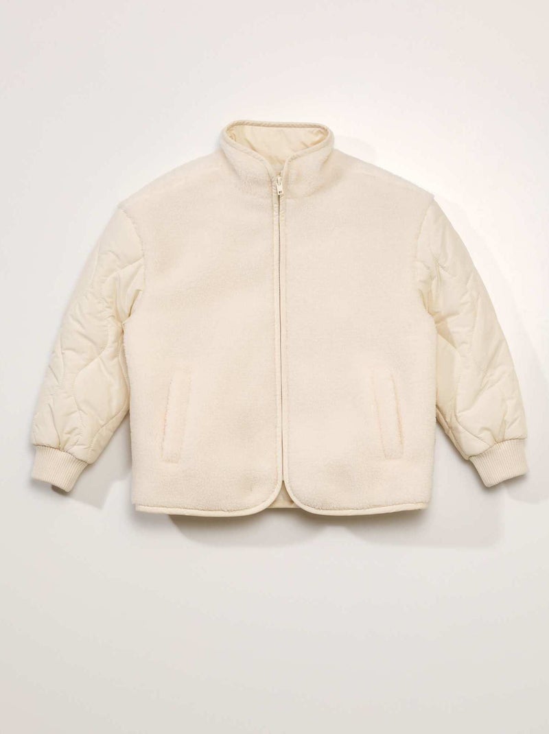 Blouson effet moutonné esprit doudoune Beige - Kiabi