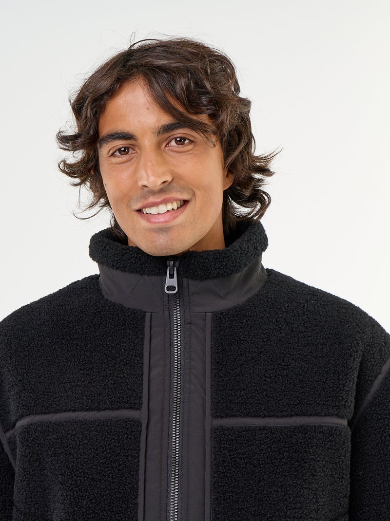 Blouson effet moutonné Noir - Kiabi