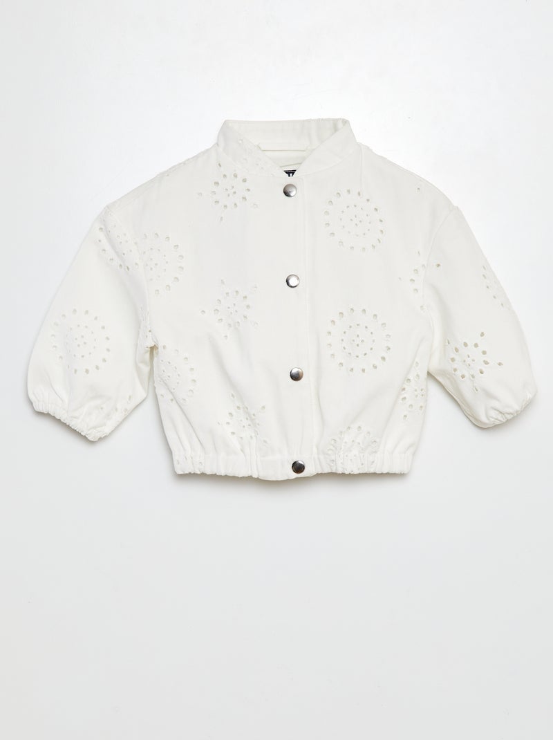 Blouson en broderies anglaises blanc - Kiabi