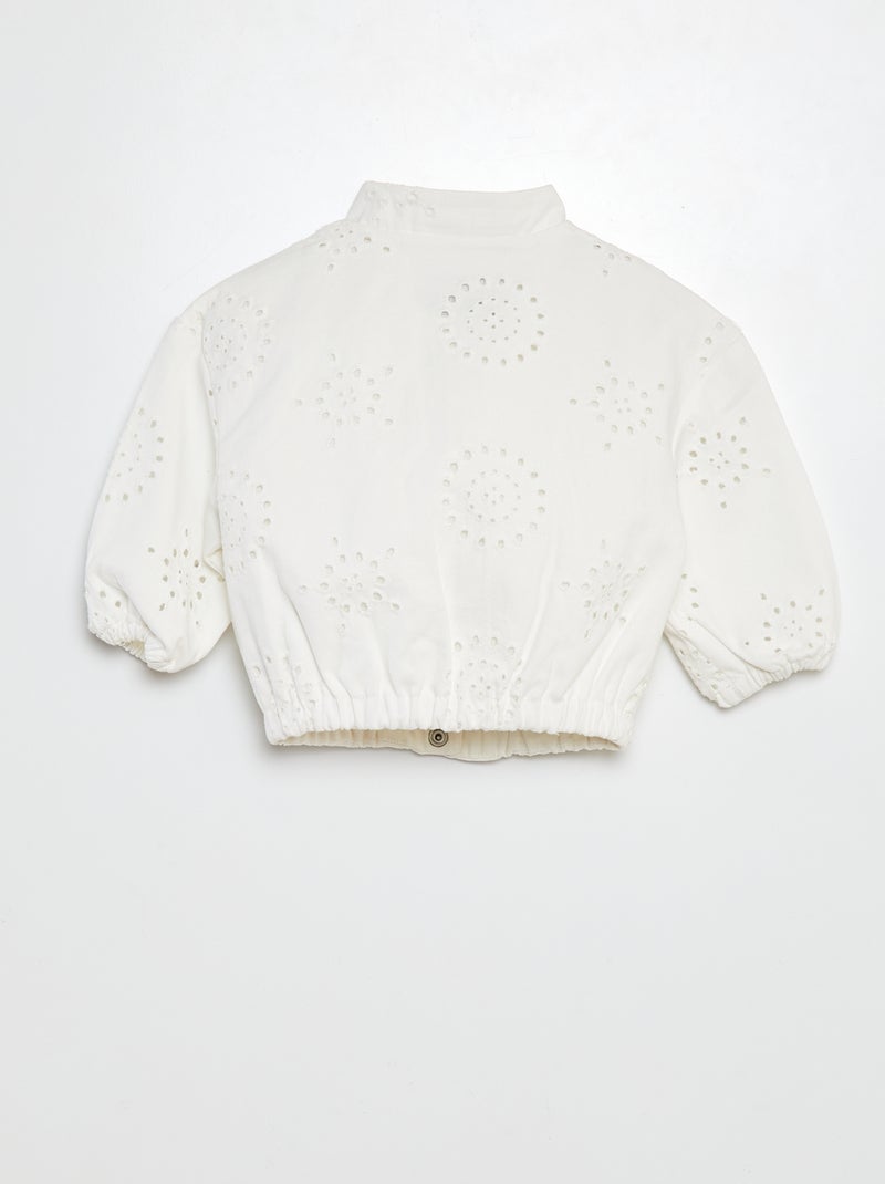 Blouson en broderies anglaises blanc - Kiabi