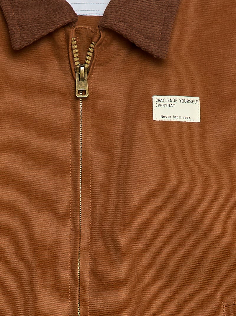 Blouson en coton avec col côtelé Marron - Kiabi