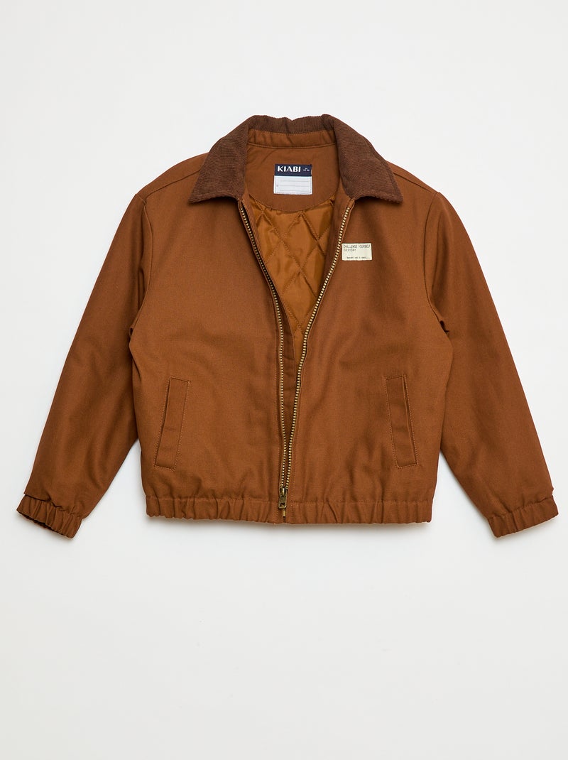 Blouson en coton avec col côtelé Marron - Kiabi