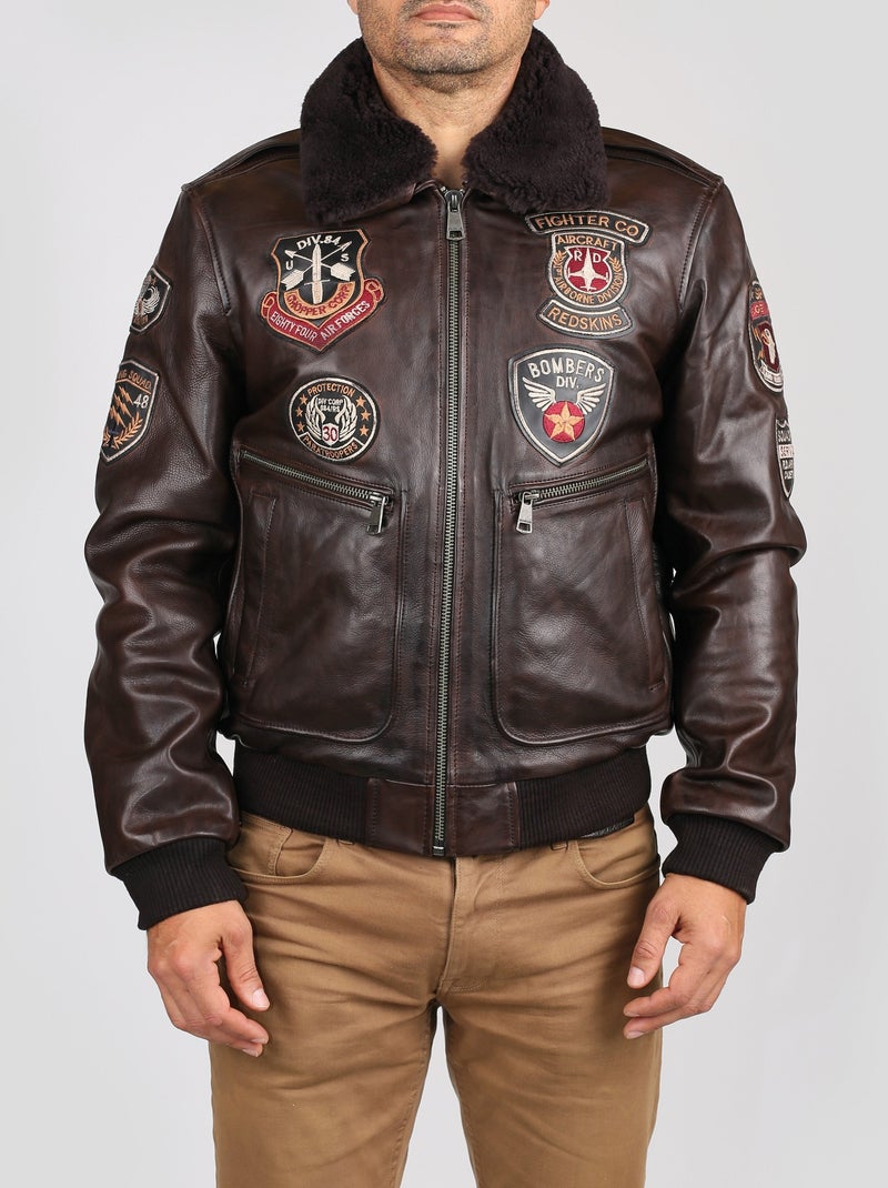 Blouson En Cuir  Avia Argus Redskins Marron - Kiabi