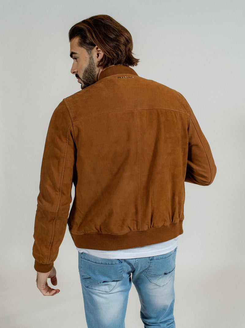 Blouson En Cuir Bower 3 African  Redskins Camel - Kiabi