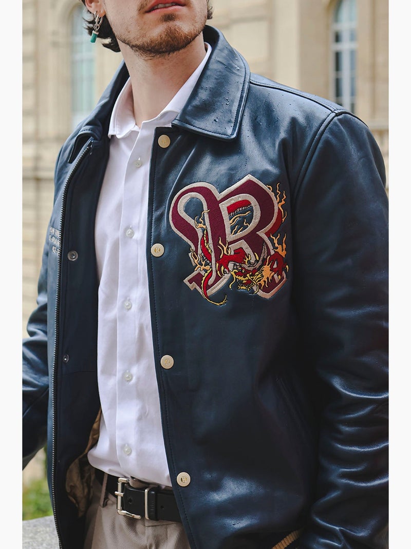 Blouson En Cuir Bruce Legend  Redskins Bleu - Kiabi