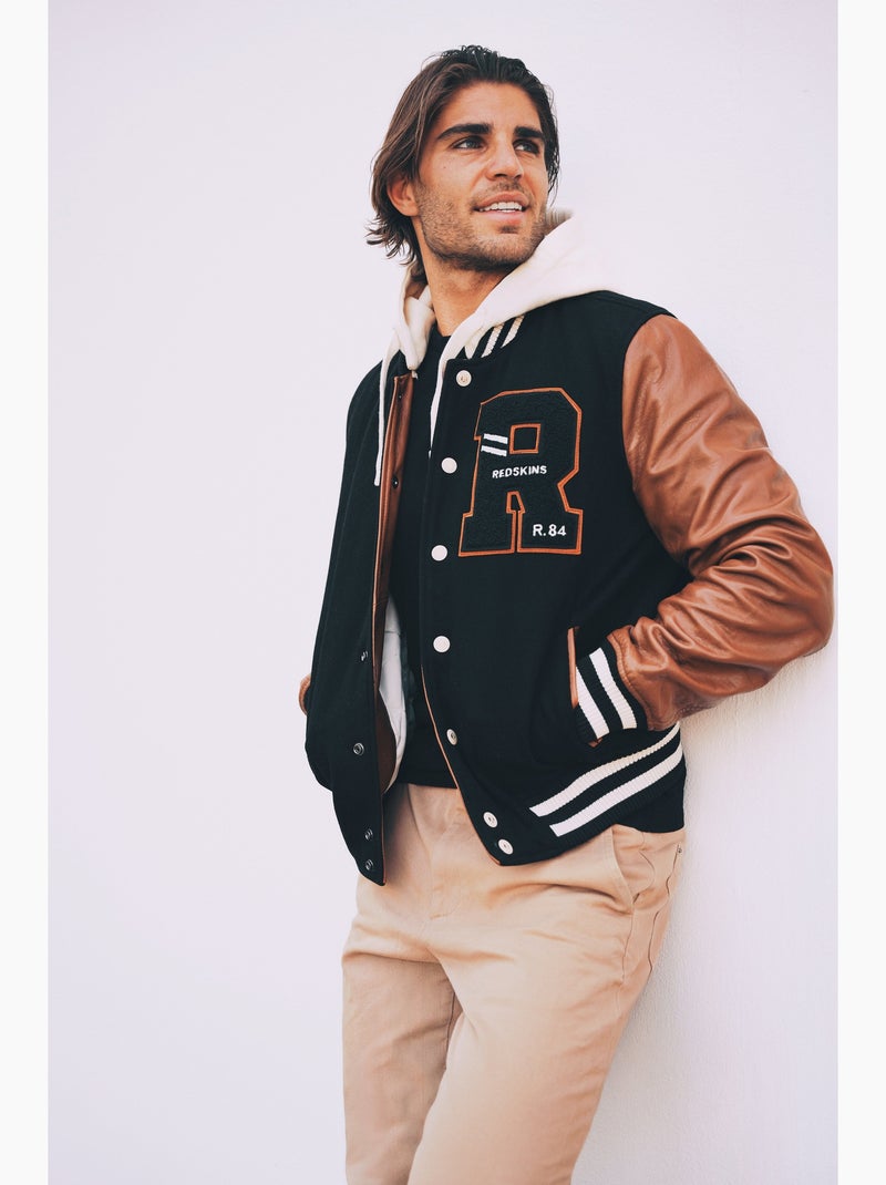 Blouson En Cuir  Cambridge School Redskins Noir - Kiabi