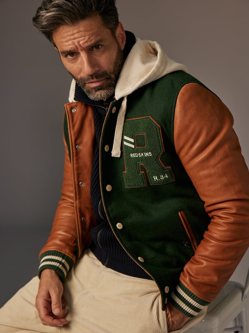 Blouson En Cuir  Cambridge School Redskins Vert - Kiabi