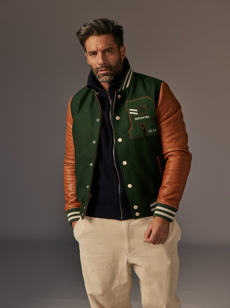 Blouson En Cuir  Cambridge School Redskins Vert - Kiabi