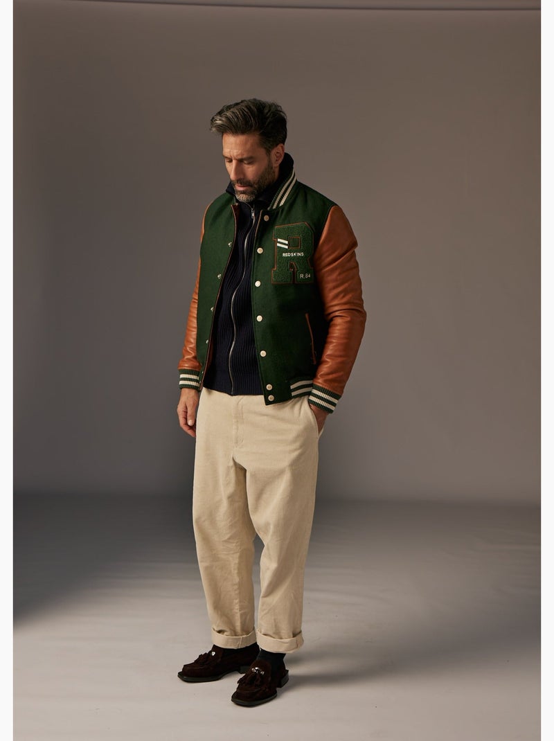 Blouson En Cuir  Cambridge School Redskins Vert - Kiabi