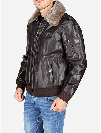Blouson en cuir col fourré - redskins