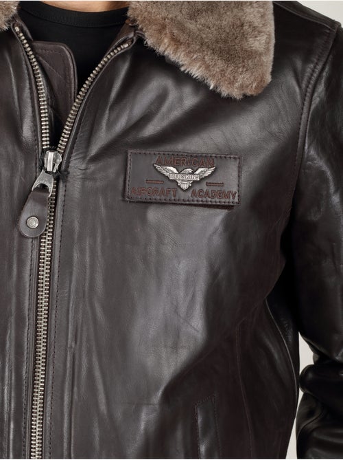 Blouson en cuir col fourré - redskins - Kiabi Blouson en cuir col fourré - redskins - Kiabi