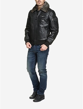 Blouson en cuir col fourré - redskins