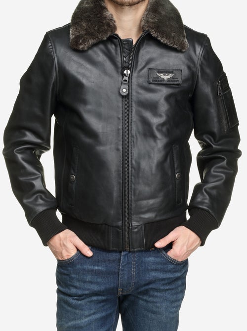 Blouson en cuir col fourré - redskins - Kiabi Blouson en cuir col fourré - redskins - Kiabi