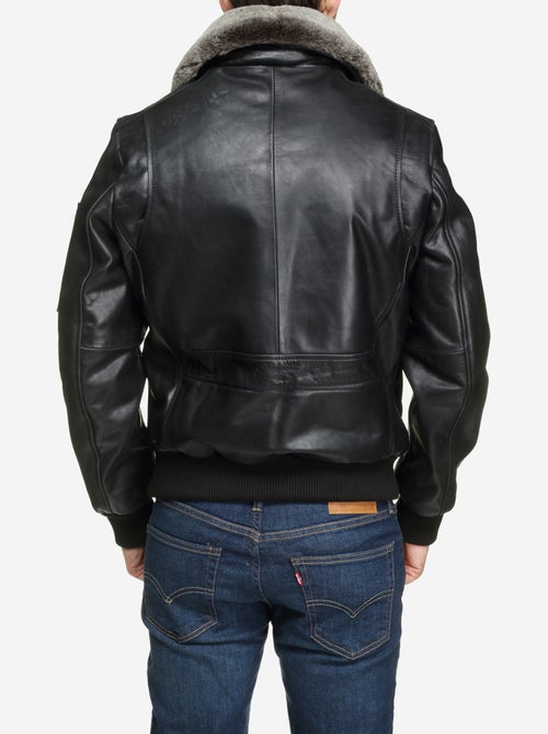 Blouson en cuir col fourré - redskins - Kiabi Blouson en cuir col fourré - redskins - Kiabi