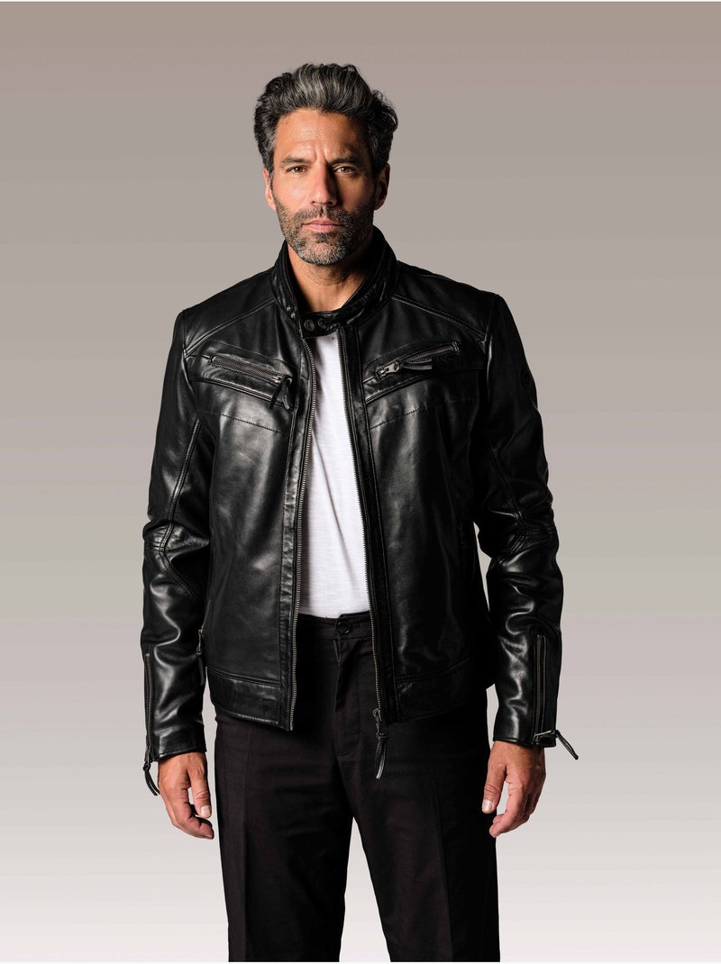 Blouson En Cuir  Drake Holster Redskins Noir Noir - Kiabi
