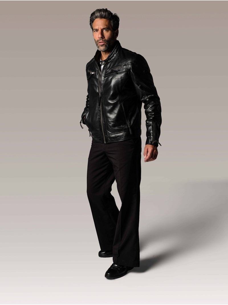 Blouson En Cuir  Drake Holster Redskins Noir Noir - Kiabi