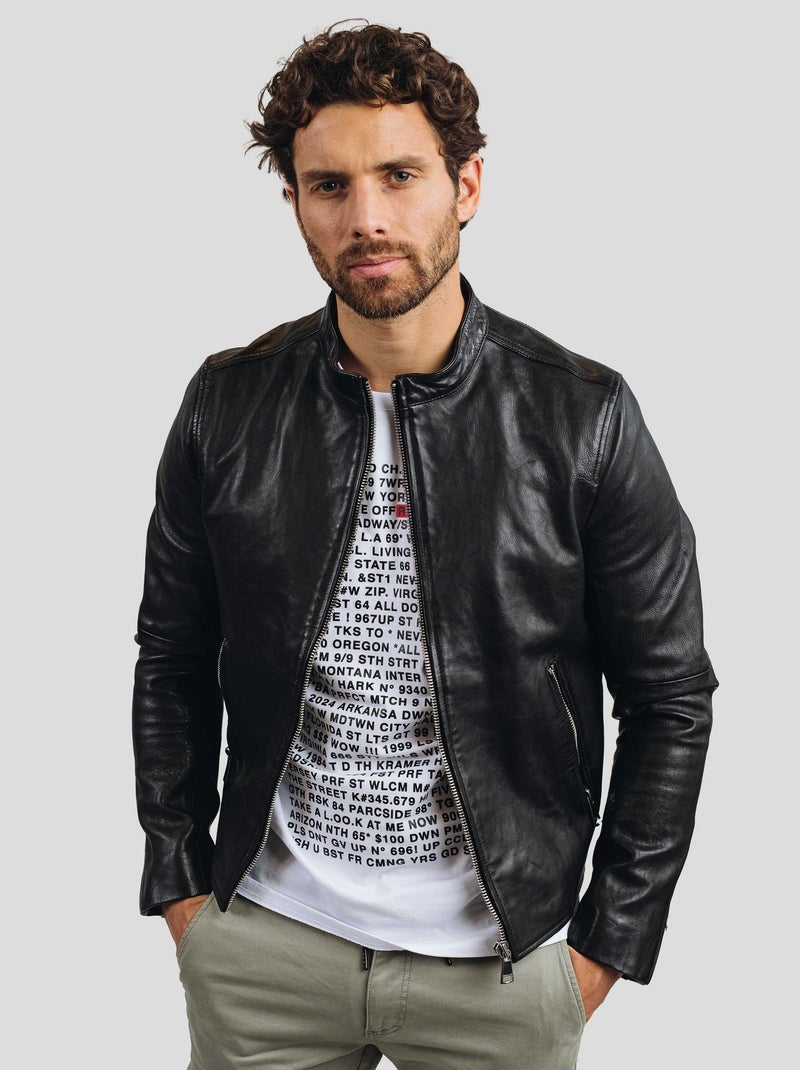 Blouson En Cuir  Faiss Green Redskins Noir - Kiabi