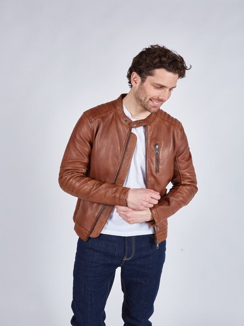 Blouson En Cuir  Formula Stown Redskins Marron - Kiabi
