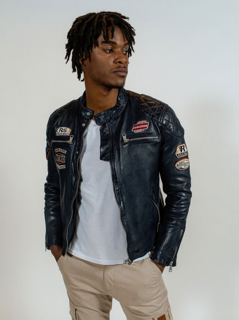 Blouson En Cuir  Nitro Barcelona Redskins Bleu - Kiabi
