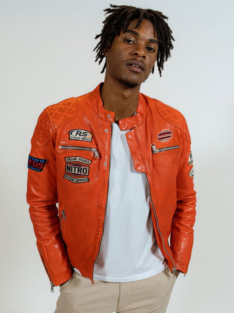 Blouson En Cuir  Nitro Barcelona Redskins Orange - Kiabi
