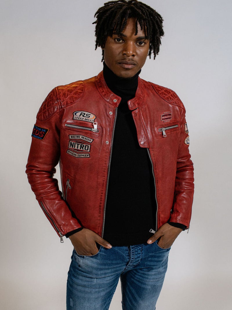 Blouson En Cuir  Nitro Barcelona Redskins Rouge - Kiabi