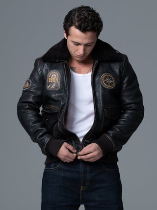 Blouson En Cuir Noir Liner Ribby Redskins